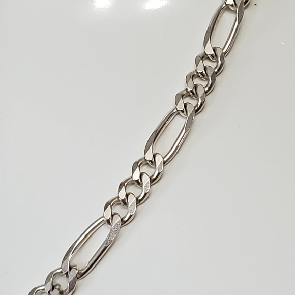 925 Italian Sterling 18" Figaro Chain & 7.25" Bracelet - Picture 5 of 11